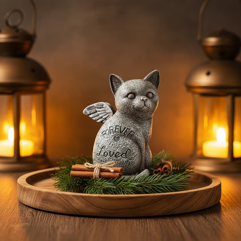 Pet Memorial Statue for Dog & Cat – Remembrance Grave Marker Resin Figurine