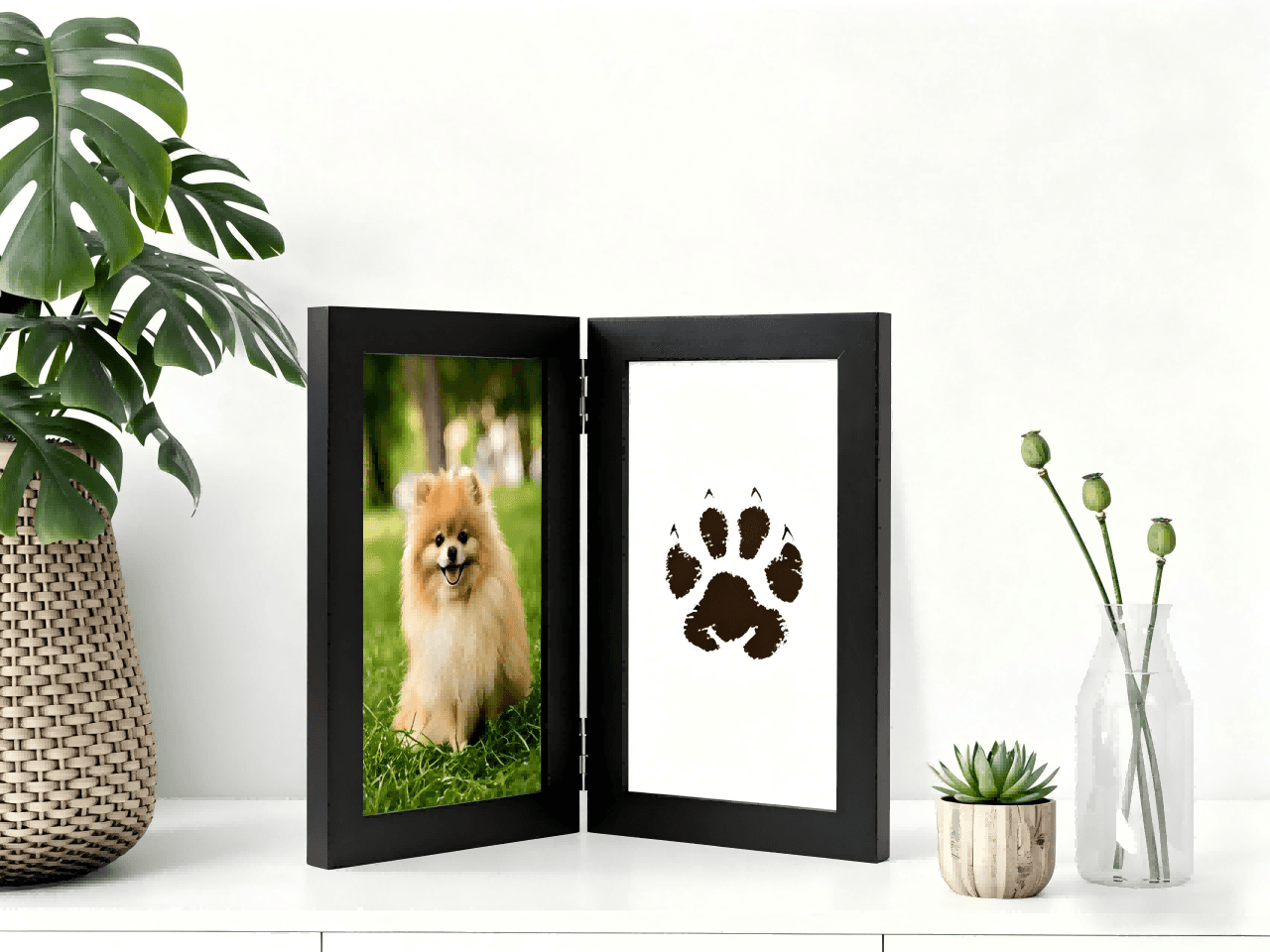 Pet Paw Print Keepsake Kit – Ink Pad Frame for Dog & Cat Paw Prints (No Mess, No Ink on Fur)