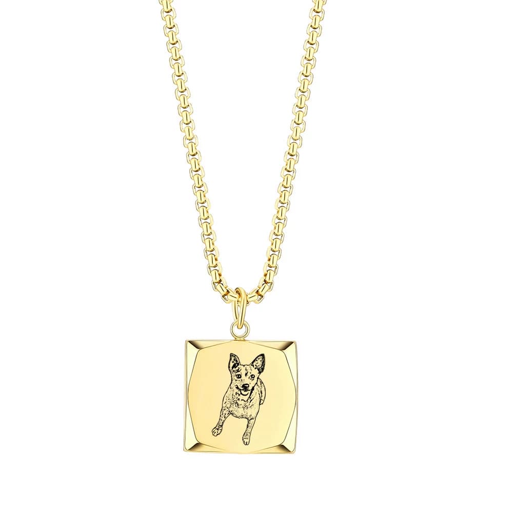 Personalized Pet Photo Necklace – Custom Engraved Pendant with Name (Dog, Cat, Hamster, Bird Memorial Gift)