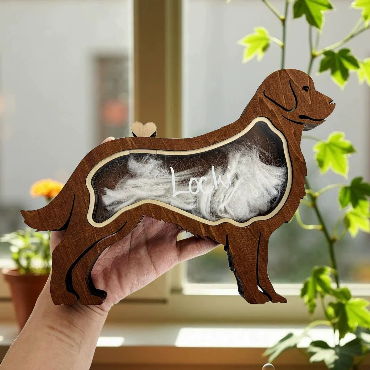 Dog Fur Keepsake Box – Wooden Dog Memorial Memory Box for Saving Fur, Photos & Precious Memories