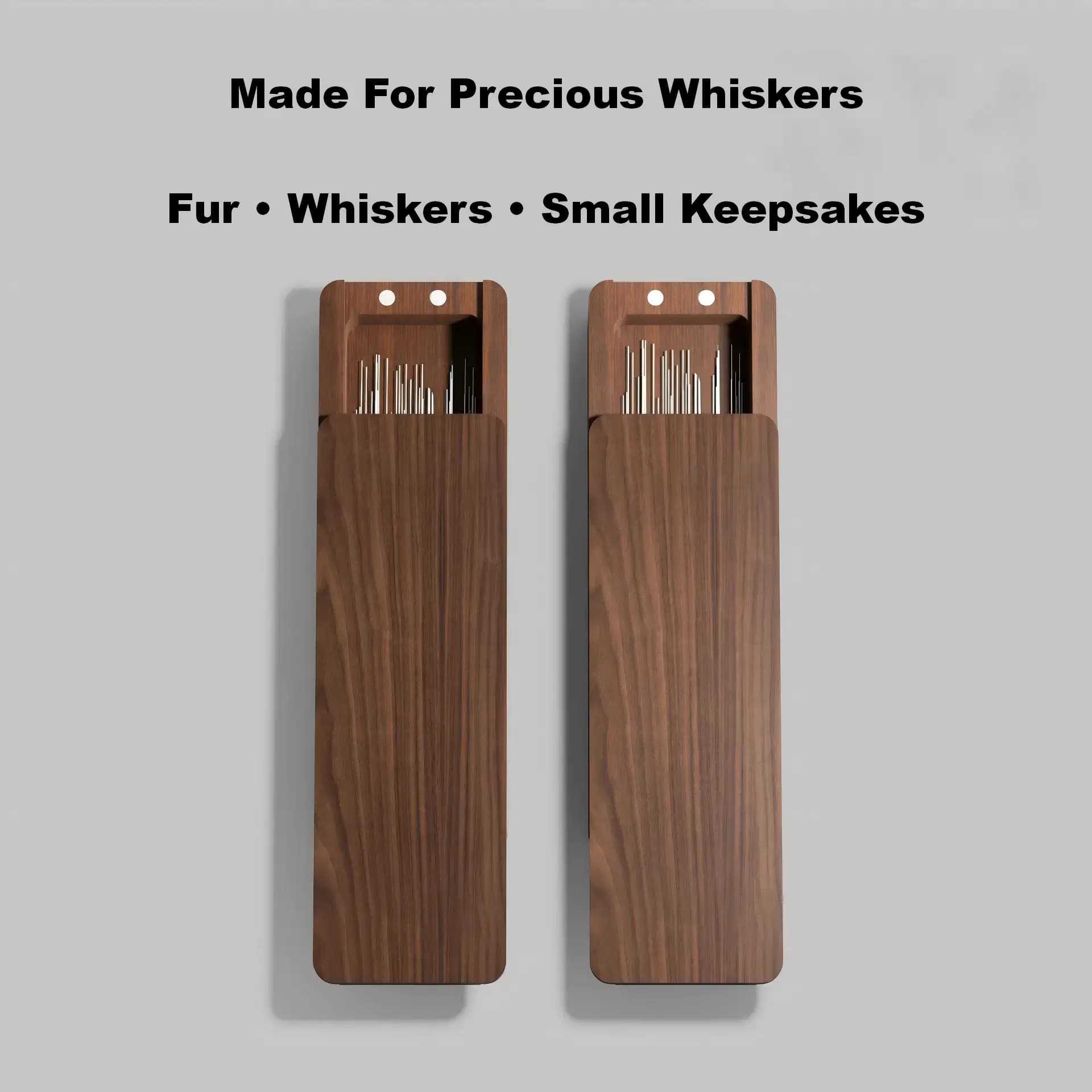 Cat Whisker Keepsake Box – Walnut Wood Pet Fur Memory Storage Box for Preserving Precious Memories