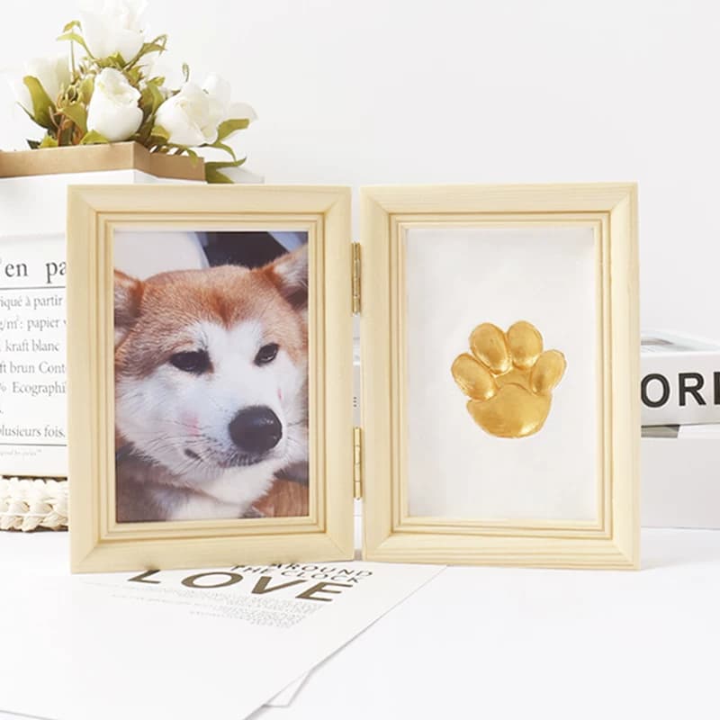 DIY Pet Paw Print Keepsake Frame Kit – Dog & Cat Paw Impression with Photo Display(Free Photo Printing)